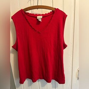 (3/$20) Fashion Bug plus size 22/24W Red ribbed scalloped hem tank Top